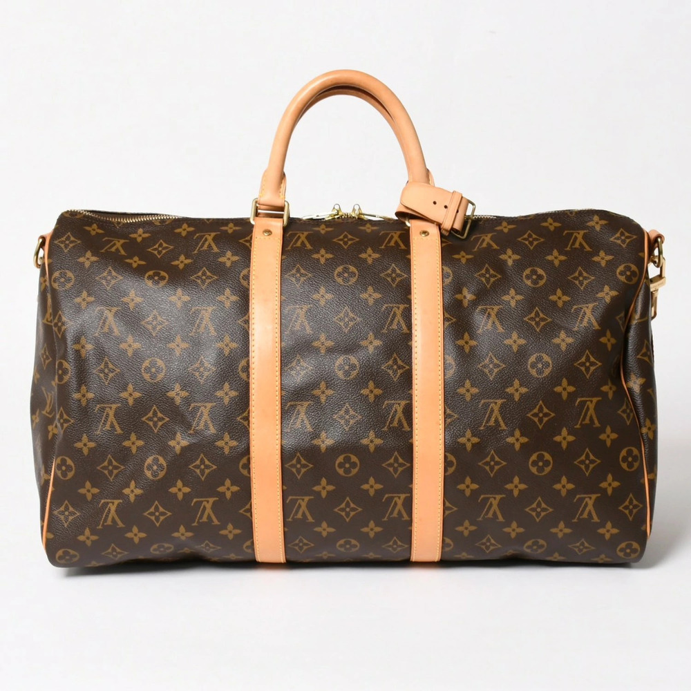 LOUIS VUITTON Keepall Bandouliere Boston Bag Leather Monogram